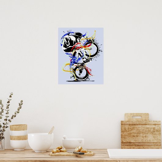 Klassieke BMX Flatland kleurig Poster (Keuken)