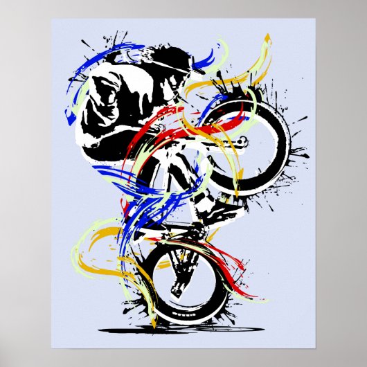 Klassieke BMX Flatland kleurig Poster (Voorkant)