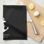 Klassieke Boat Anchor Monogram Zwart Theedoek (Quarter Fold)