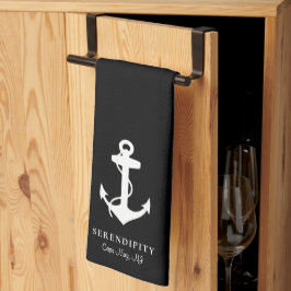 Klassieke Boat Anchor Monogram Zwart Theedoek