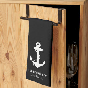 Klassieke Boat Anchor Monogram Zwart Theedoek