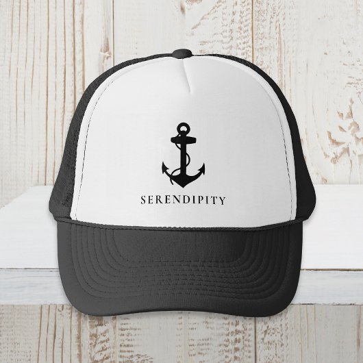 Klassieke Boat Anchor Monogram Zwart Trucker Pet