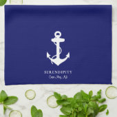 Klassieke Boat Anker Monogram Marine Blauw Theedoek (Gevouwen)