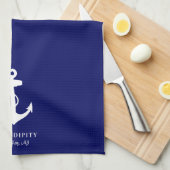 Klassieke Boat Anker Monogram Marine Blauw Theedoek (Quarter Fold)