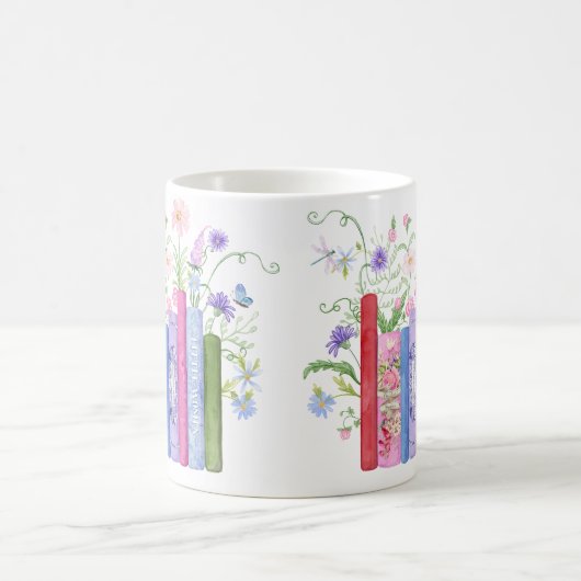 Klassieke Boeken Elegant Roze Blauw Wildflower Blo Koffiemok (Center)