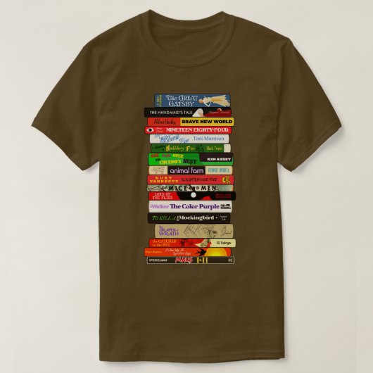 Klassieke boekenstapel t-shirt (Design voorkant)