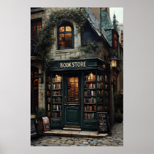 Klassieke Boekwinkel Print, Donkere Academie Poster