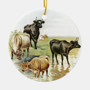 Klassieke boerderijdieren koeien keramisch ornament