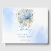 Klassieke Boheemse Blauwe Hortensia's Gouden Bruil Gastenboek (Voorkant)