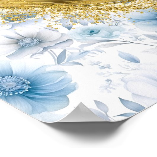 Klassieke Boheemse Lichtblauw Goud bruiloft Custom Poster (Hoek)