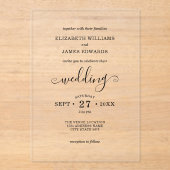 Klassieke Boheemse Typografie Huwelijk Acryl Uitnodigingen (Voorkant)