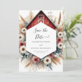 Klassieke Boho Barnyard bruiloft Save The Date (Staand voorkant)