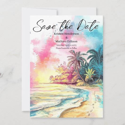 Klassieke Boho Beach bruiloft Save The Date (Voorkant)