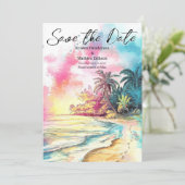 Klassieke Boho Beach bruiloft Save The Date (Staand voorkant)