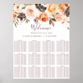 Klassieke Boho Bloemige Trouwzaalstoelenkaart Poster