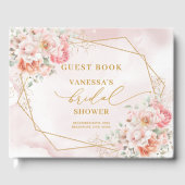 Klassieke Boho Blush Roze Gouden Frame Bruidsfeest Gastenboek (Voorkant)