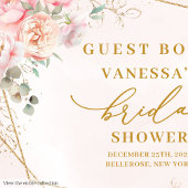 Klassieke Boho Blush Roze Gouden Frame Bruidsfeest Gastenboek