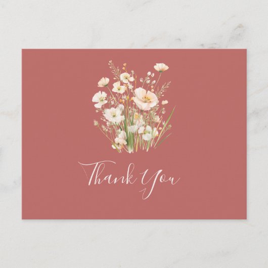 Klassieke Boho Blush Wildflower Bedankt Briefkaart (Voorkant)