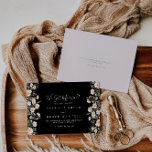 Klassieke Boho Blush Wildflower Black Elopement Aankondiging<br><div class="desc">Deze klassieke boho blush wildflower zwarte elopement aankondiging heeft een prachtig modern design. Het ontwerp toont sierlijke en elegante waterverf handontworpen blozende, roze, veelkleurige wilde bloemen die netjes zijn gerangschikt in mooie boeketten. Personaliseer de kaart met uw huwelijksgegevens en gebruik de sjabloon op de achterkant om een adreswijziging aan te...</div>