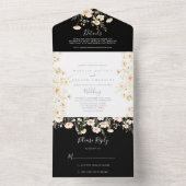Klassieke Boho Blush Wildflower Black Wedding All In One Uitnodiging (Binnen)