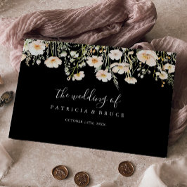 Klassieke Boho Blush Wildflower Black Wedding Gastenboek