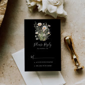 Klassieke Boho Blush Wildflower Black Wedding RSVP Kaartje