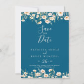 Klassieke Boho Blush Wildflower Blauwe bruiloft Save The Date (Voorkant)