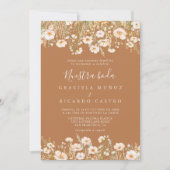 Klassieke Boho Blush Wildflower Nuestra Boda bruil Kaart (Voorkant)