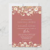 Klassieke Boho Blush Wildflower Spaanse bruiloft Kaart (Voorkant)