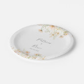 Klassieke Boho Blush Wildflower Trouwtaart Papieren Bordje (Gekanteld)