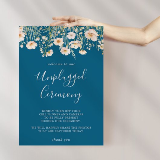 Klassieke Boho Blush Wildflower Unplugged Ceremony Poster