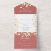 Klassieke Boho Blush Wildflower Wedding All In One Uitnodiging (Binnen)