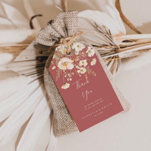 Klassieke Boho Blush Wildflower Wedding Dank u Cadeaulabel