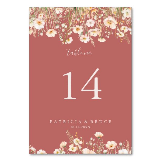 Klassieke Boho Blush Wildflower Wedding Kaart (Achterkant)