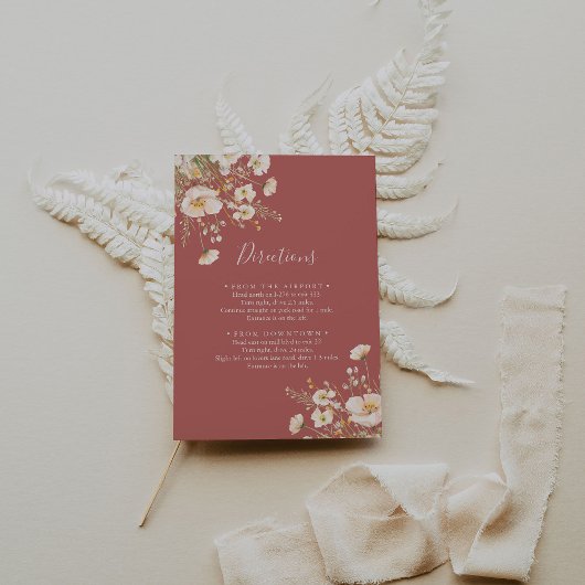 Klassieke Boho Blush Wildflower Wedding Routebesch Informatiekaartje