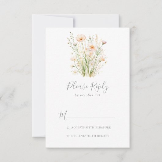Klassieke Boho Blush Wildflower Wedding RSVP (Voorkant)