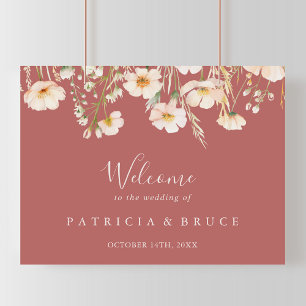 Klassieke Boho Blush Wildflower Wedding Welkomstbo Poster