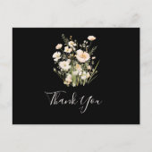 Klassieke Boho Blush Wildflower Zwart Dank u Briefkaart (Voorkant)