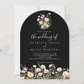 Klassieke Boho Blush Wildflower Zwart De bruiloft  Kaart (Voorkant)