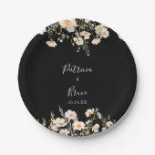 Klassieke Boho Blush Wildflower Zwarte Trouwtaart Papieren Bordje (Voorkant)