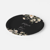 Klassieke Boho Blush Wildflower Zwarte Trouwtaart Papieren Bordje (Gekanteld)