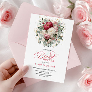 Klassieke Boho Bourgondië Blush Gouden Bruiloftsbo Kaart