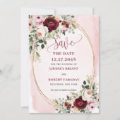 Klassieke Boho Burgundy Blush Gouden Rozen Bewaar Kaart (Voorkant)
