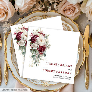 Klassieke Boho Burgundy Gouden Rozen Huwelijksserv Servet