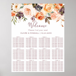 Klassieke Boho Floral Wedding Seating Chart Poster