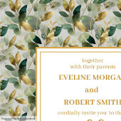 Klassieke Boho Forest Green Gold Eucalyptus Weddin Kaart