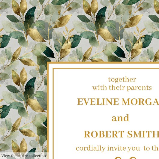 Klassieke Boho Forest Green Gold Eucalyptus Weddin Kaart