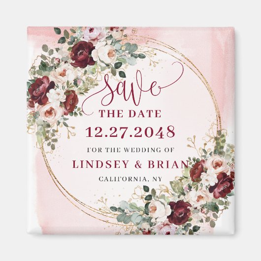 Klassieke Boho Grenzend Goud Bloemig Save Date Magneet (Voorkant)