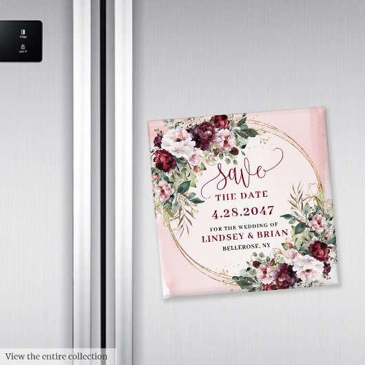 Klassieke Boho Grenzend Roze Goud Bewaar Datum Mag Magneet
