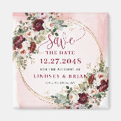 Klassieke Boho Grenzend Roze Gouden Bloemen Save D Magneet (Voorkant)